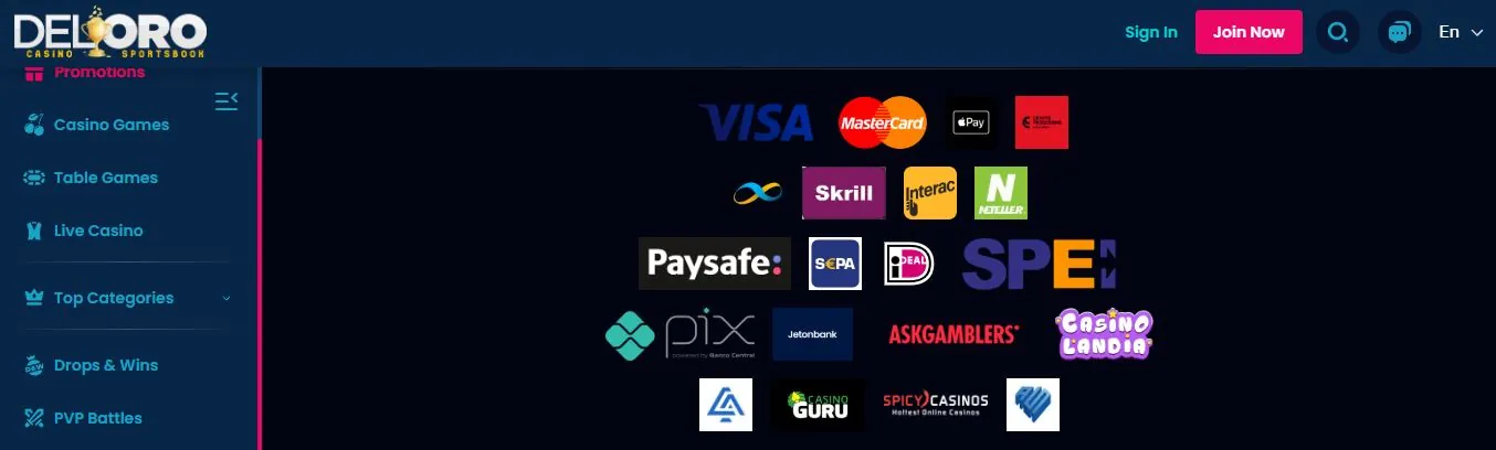 Browse accepted payment methods